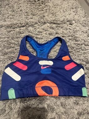 Nike Navy Sports Bra with Neon Orange Pink Blue Accents